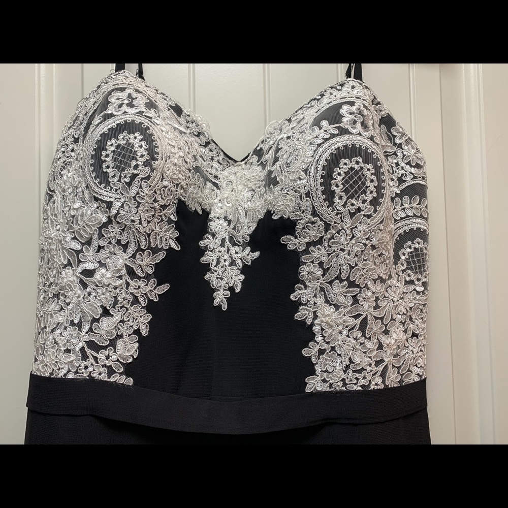 Black Trumpet/ Mermaid Sweet heart Sweep train Chiffon Lace dress